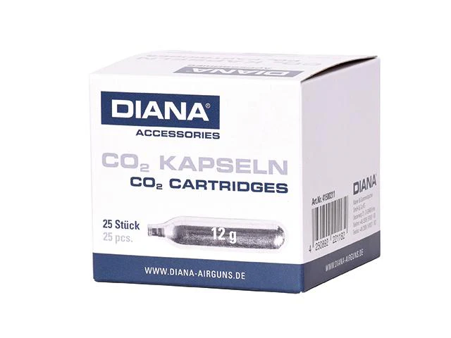 DIANA 12g CO2 Kapseln, 25 Stück im Umkarton