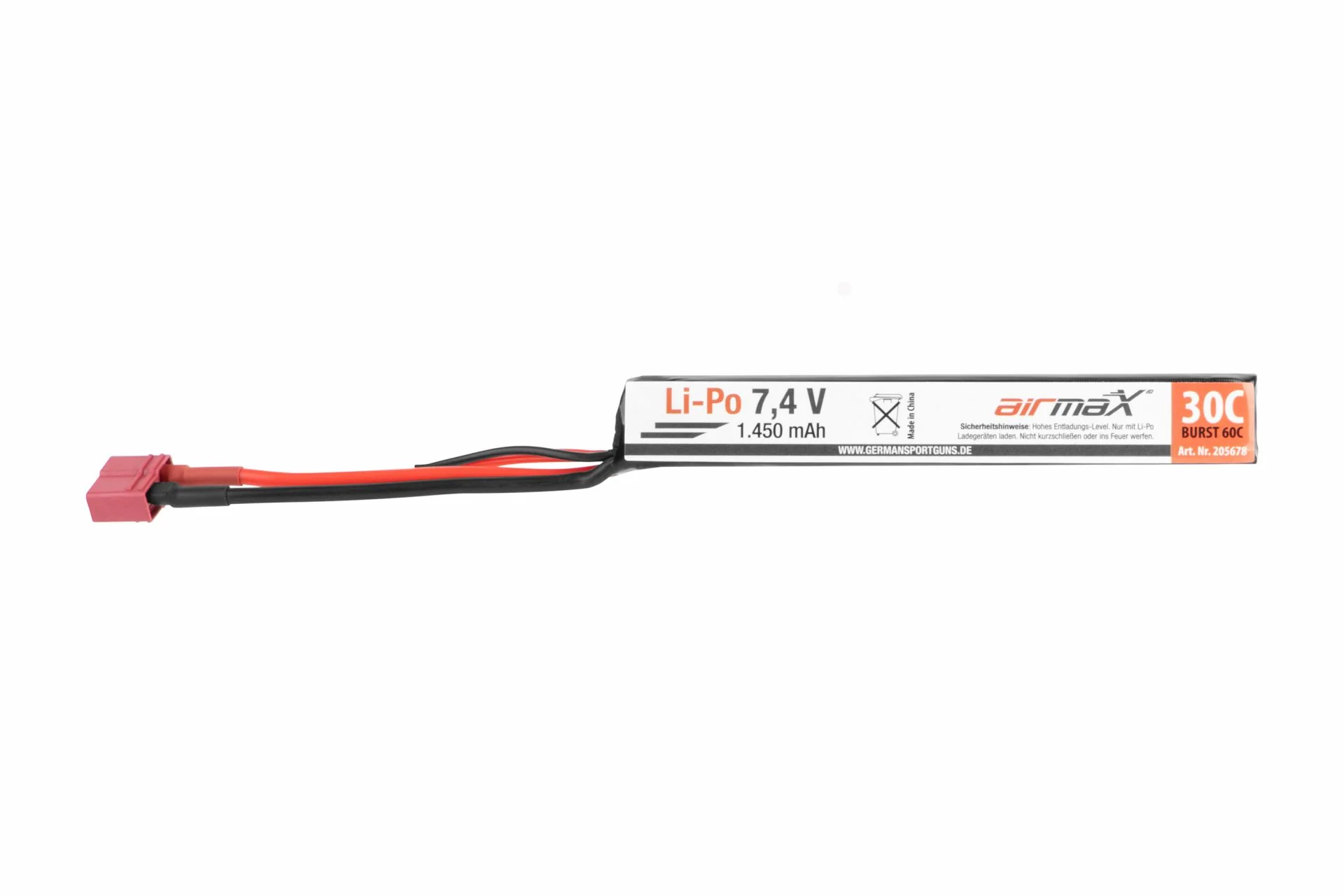 AirmaX 7,4V 1450mah 30c-60C Lipo Airsoft Stick-Type Akku T-stecker + mini-Tamiya Adapter