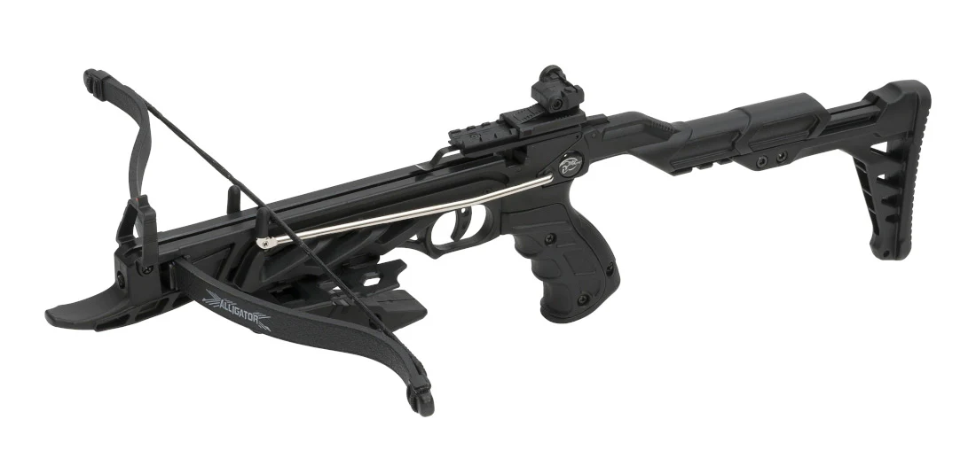 Alligator Pistolenarmbrust schwarz mit Schulterstütze - 80 lbs Zuggewicht