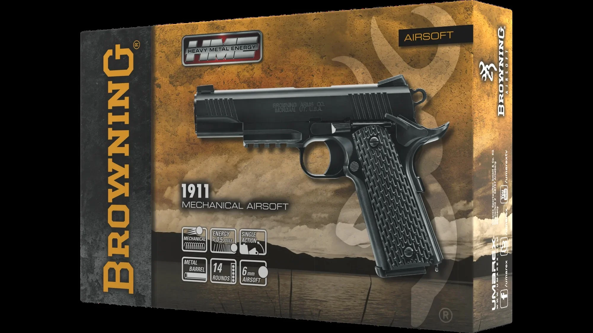Browning 1911 HME mit Metallschlitten Federdruck Airsoft 6mm < 0,5 J - Image 4