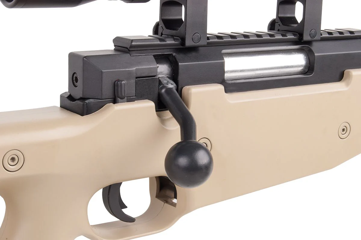 MB01 Tactical Sniper Tan - 6mm Airsoft Scharfschützengewehr - Mit Zielfernrohr & Zweibein - Image 8