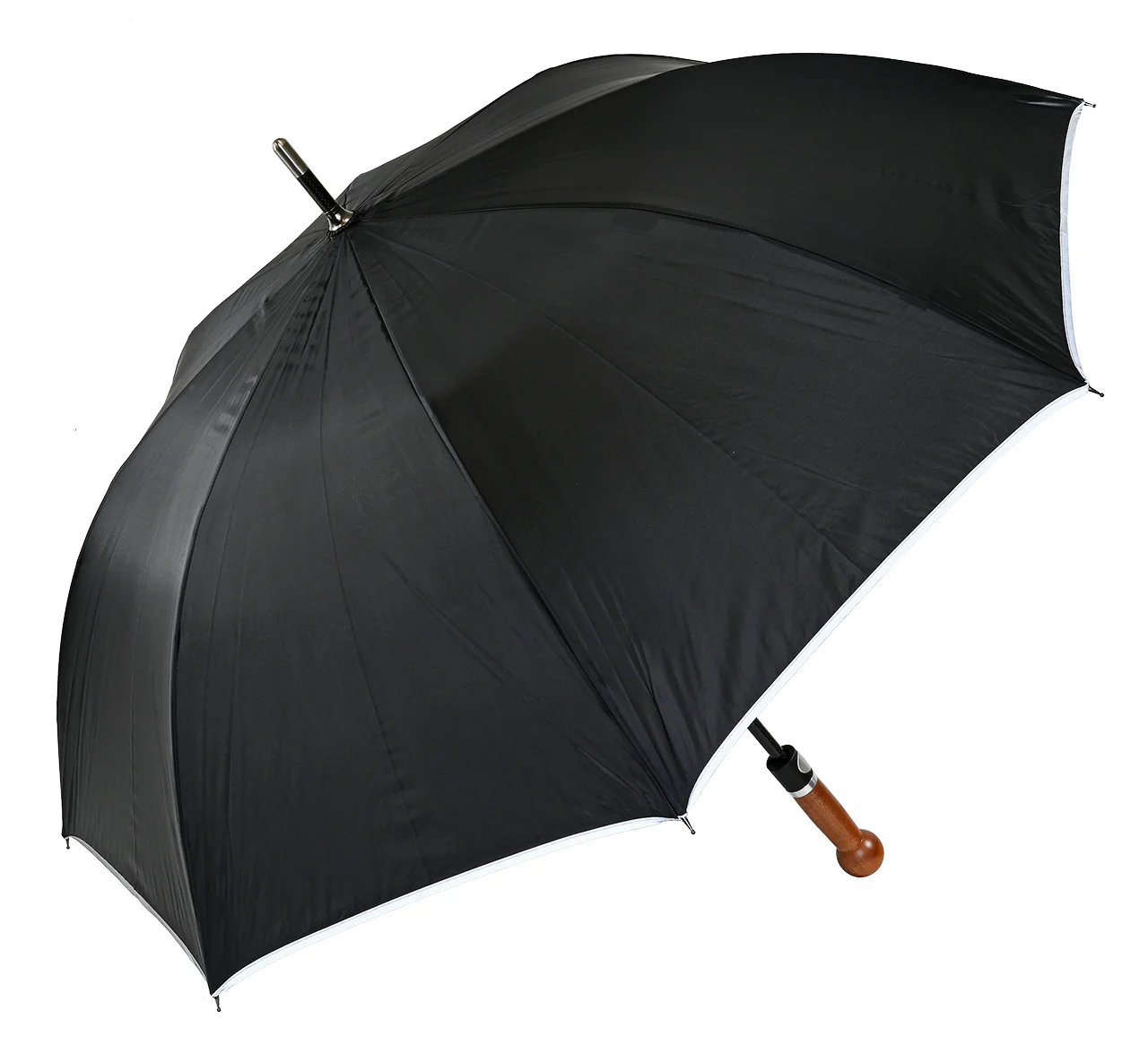 Sicherheitsregenschirm mit Nussbaumknauf und Reflektionsband - Image 4
