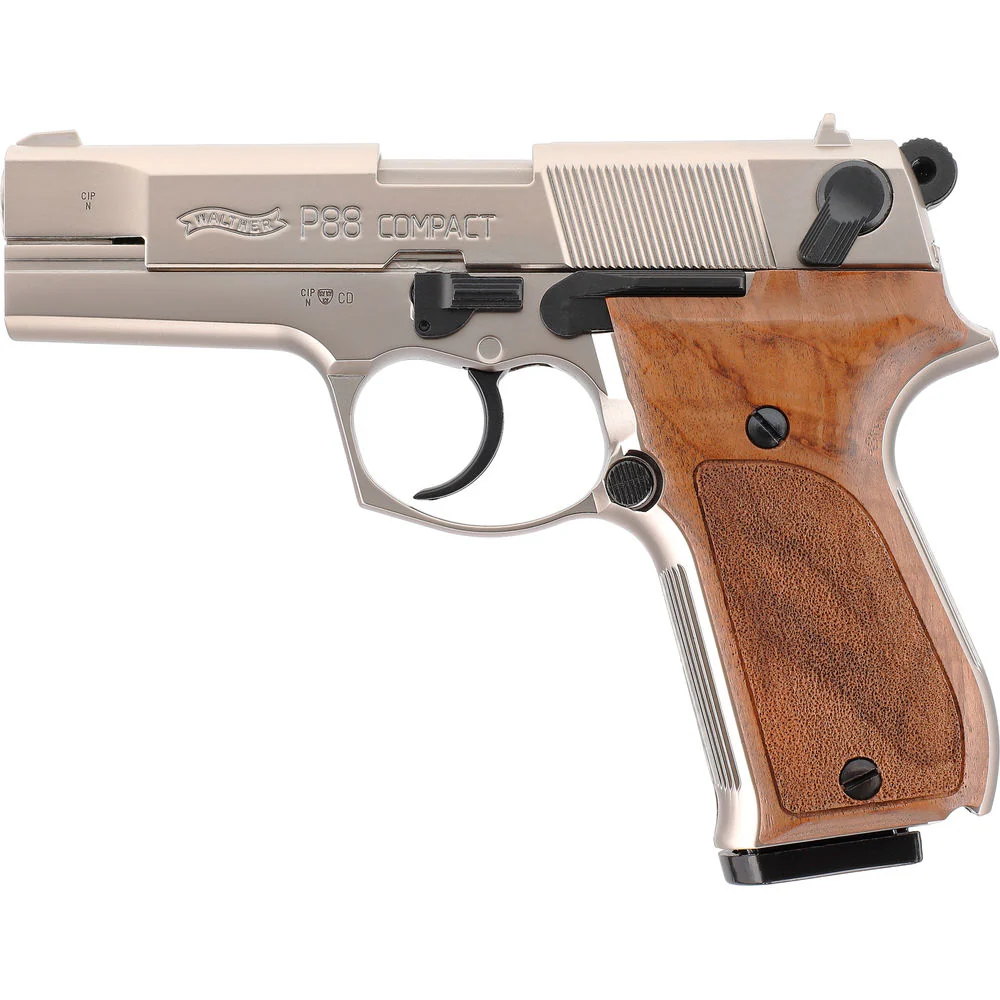 Walther P88 Mattvernickelt / Holzgriff Schreckschuss 9mm PAK