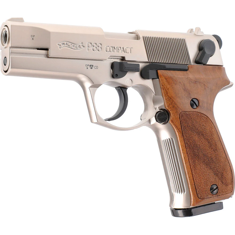 Walther P88 Mattvernickelt / Holzgriff Schreckschuss 9mm PAK - Image 3